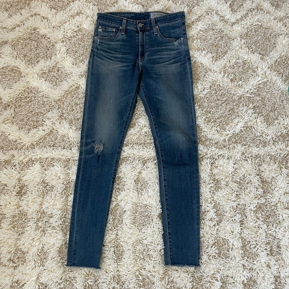 Adriano Goldschmied Farrah High Rise Skinny Ankle Distressed Jeans